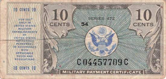 USA MPC Series 472 p.M16 10 Cents 1948 F
